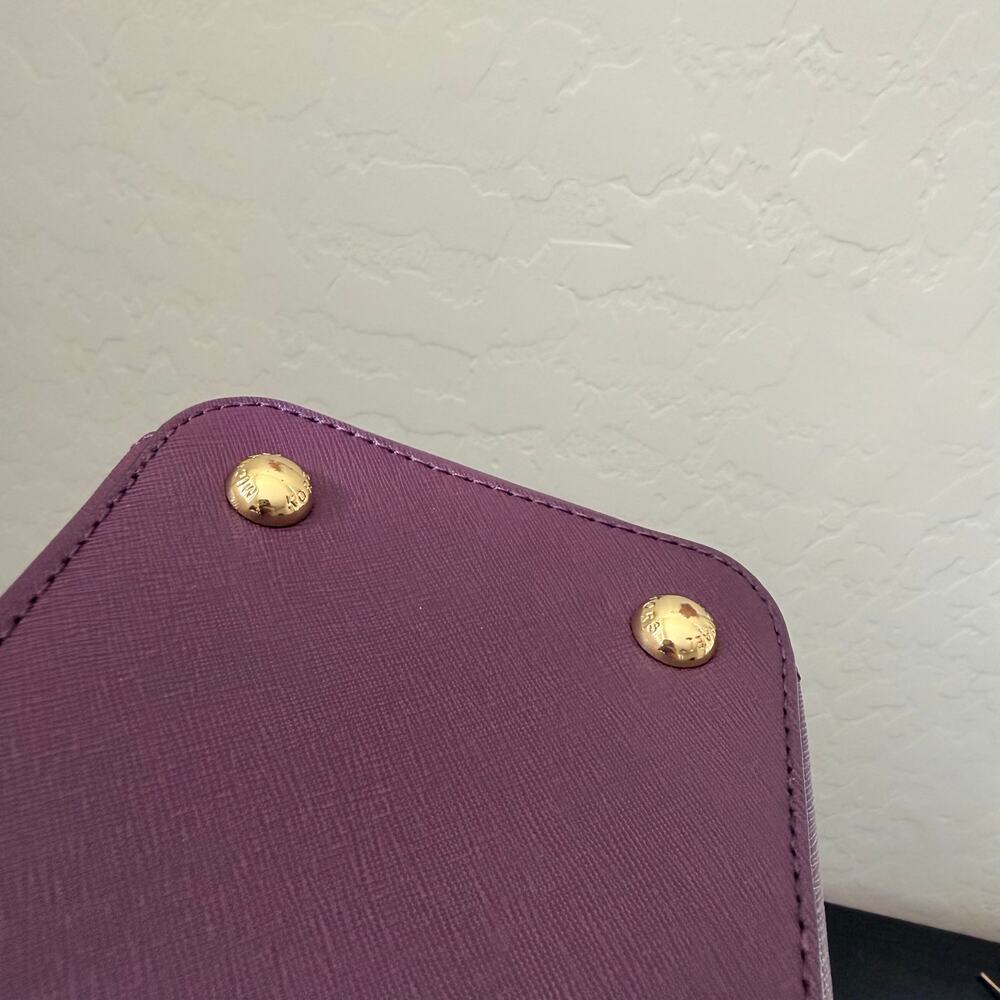 Michael Kors Jet Set Leather Tote Purple Saffiano Large Top Zip Handbag - Picture 7 of 7